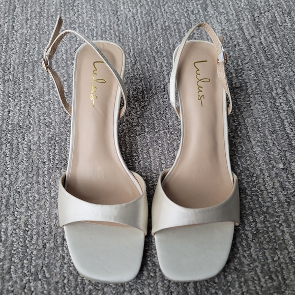 NEW Lulu's Soline Satin Slingback Low Kitten Heel Sandals, Size 8.5, Color White - Picture 5 of 11